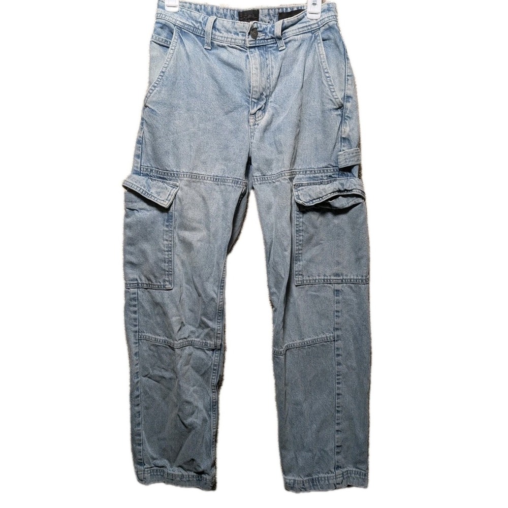 Denim Cargo Pants Jeans Skate Baggy Loose Made in USA Size 28 Y2K